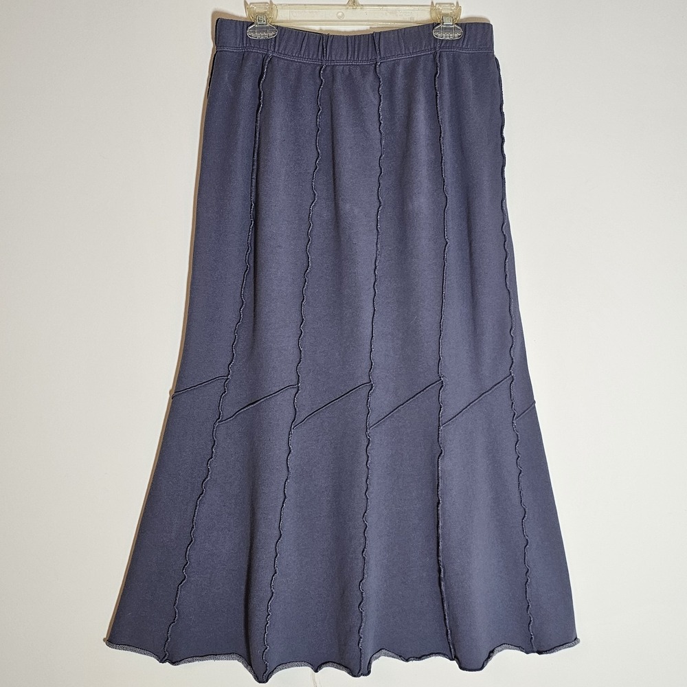Wild Palms Skirt Womens Large Blue Paneled Stretch‎ Elastic Waist Boho Casual
